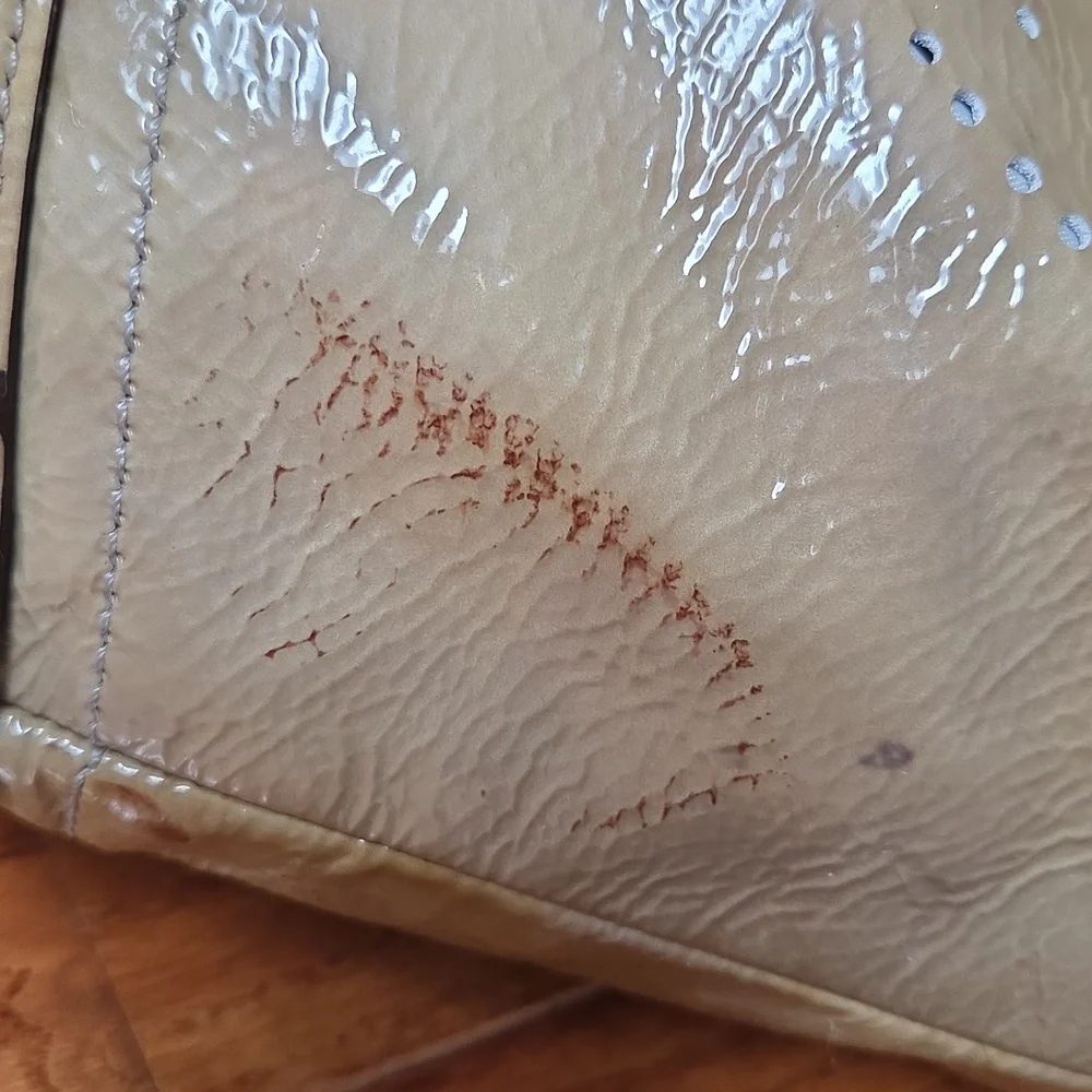 Coach Audrey 17036 Patent Leather Slouchy Tote Bag Distressed